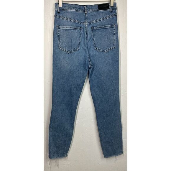 Express Blue Button Fly Slim Super High Rise Jeans 6 Regular 6R - Picture 4 of 6